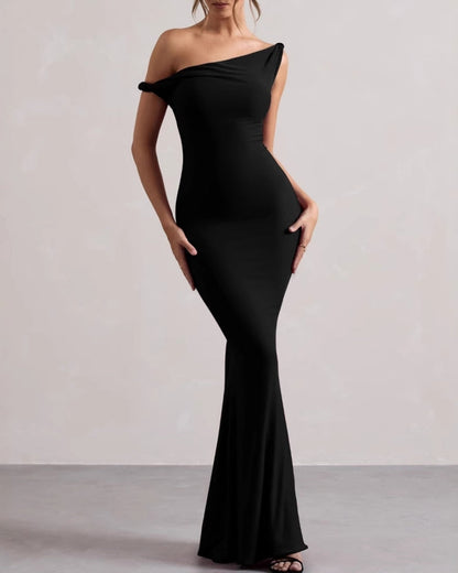 One-Shoulder Bodycon Lang Kleid - Veldorm
