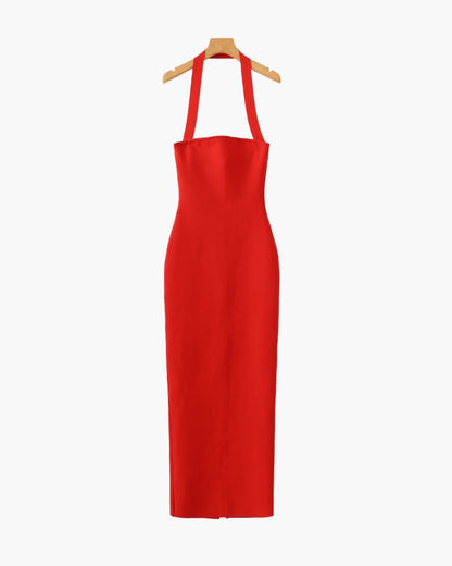 Halter Neck Schmal Passform Maxi Kleid - Veldorm