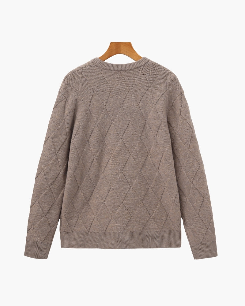 Diamond Strick Rundhals Pullover - Veldorm