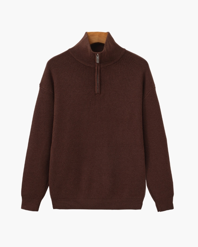 Refined Halb-Reissverschluss Strick Pullover - Veldorm