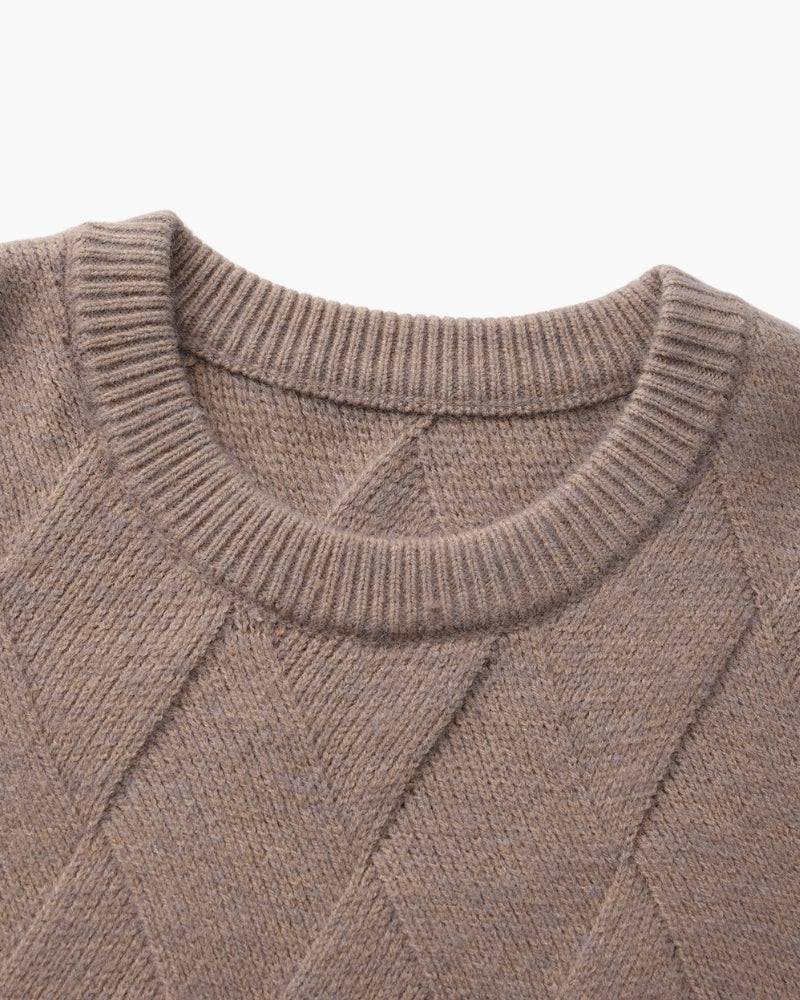 Diamond Strick Rundhals Pullover - Veldorm