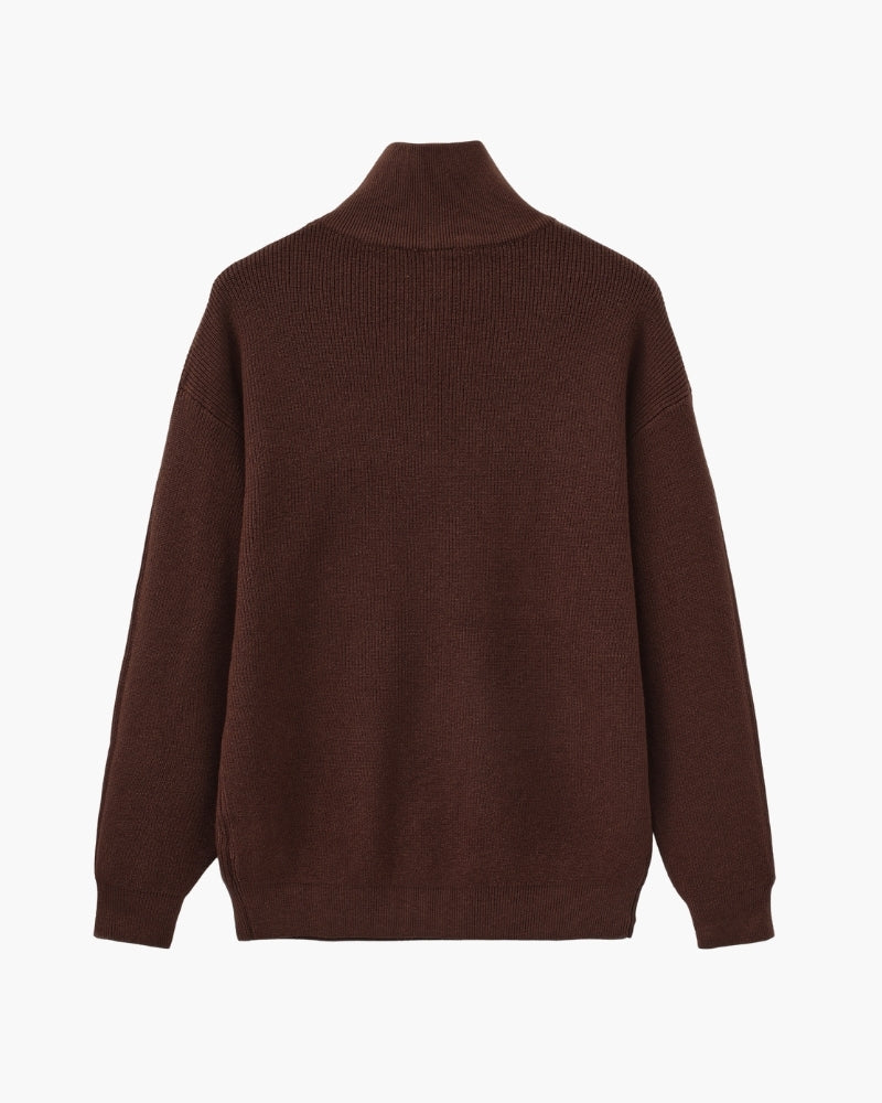 Refined Halb-Reissverschluss Strick Pullover - Veldorm