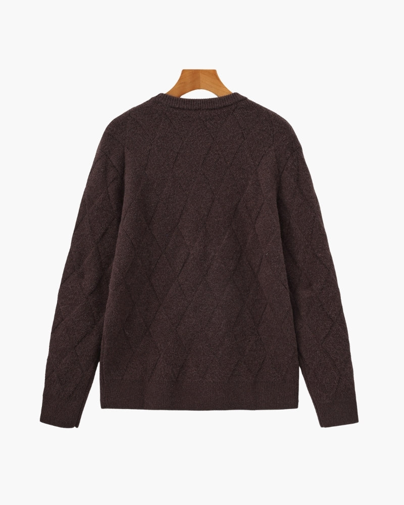Diamond Strick Rundhals Pullover - Veldorm