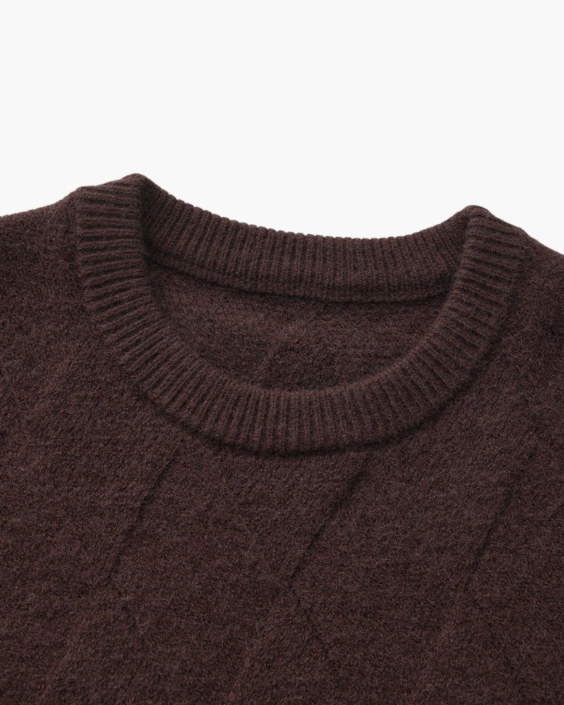 Diamond Strick Rundhals Pullover - Veldorm