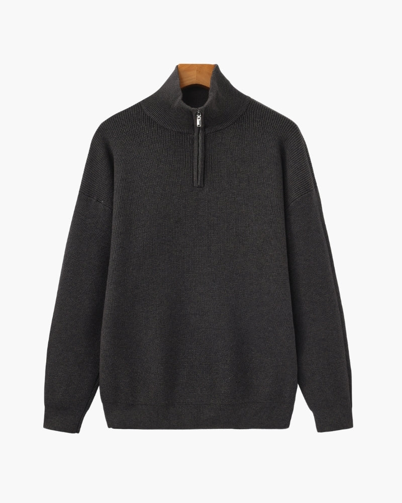 Refined Halb-Reissverschluss Strick Pullover - Veldorm