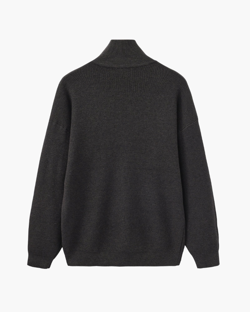 Refined Halb-Reissverschluss Strick Pullover - Veldorm