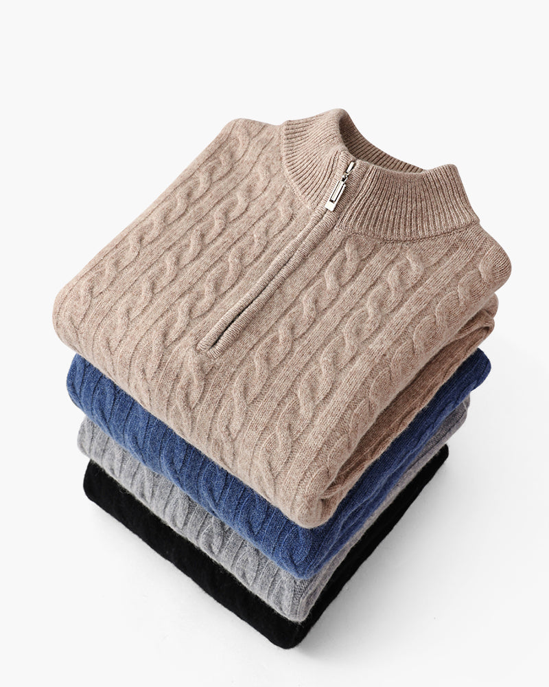 100% Kaschmir Woven Halb Reissverschluss - Veldorm