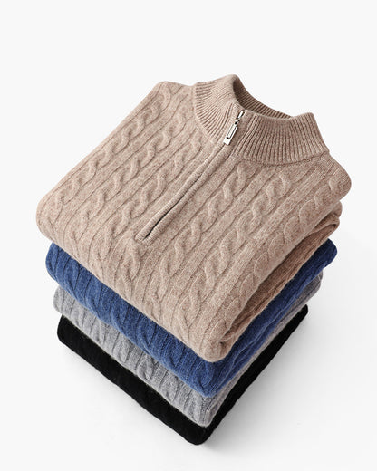 100% Kaschmir Woven Halb Reissverschluss - Veldorm