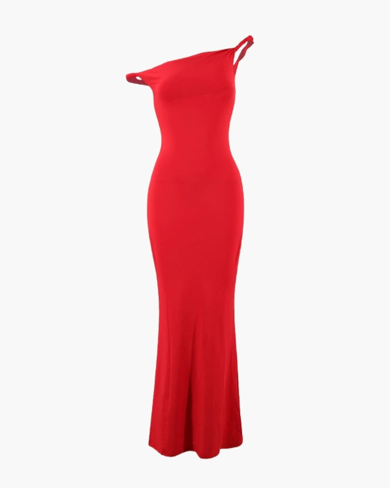 One-Shoulder Bodycon Lang Kleid - Veldorm