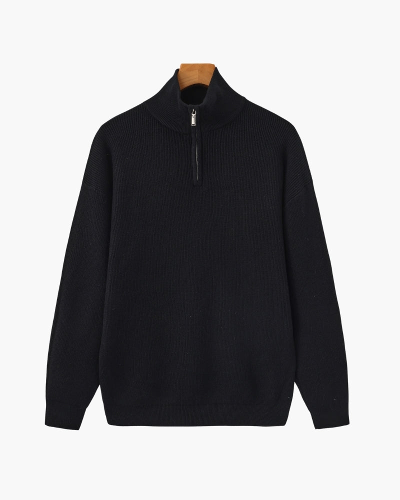 Refined Halb-Reissverschluss Strick Pullover - Veldorm