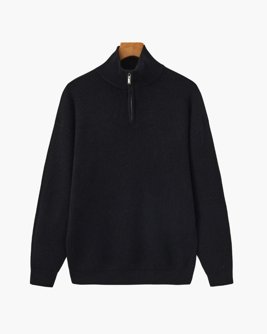 Refined Halb-Reissverschluss Strick Pullover - Veldorm