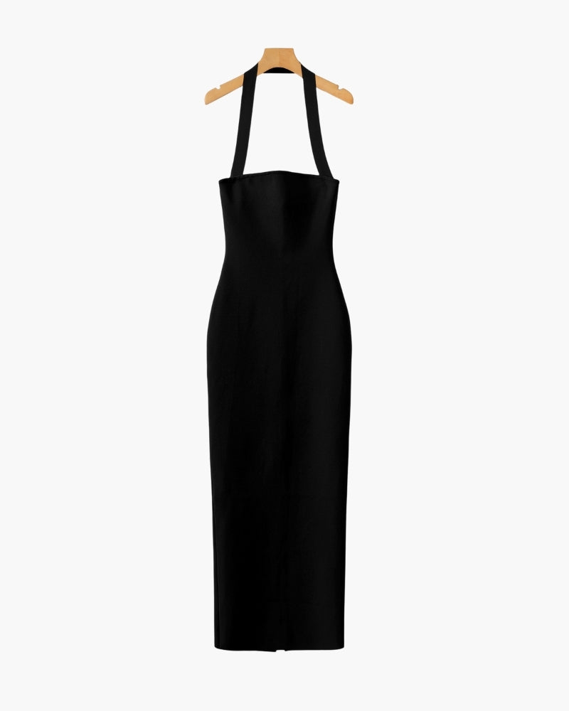 Halter Neck Schmal Passform Maxi Kleid - Veldorm