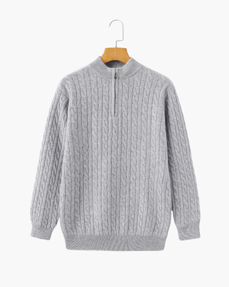 100% Kaschmir Woven Halb Reissverschluss - Veldorm