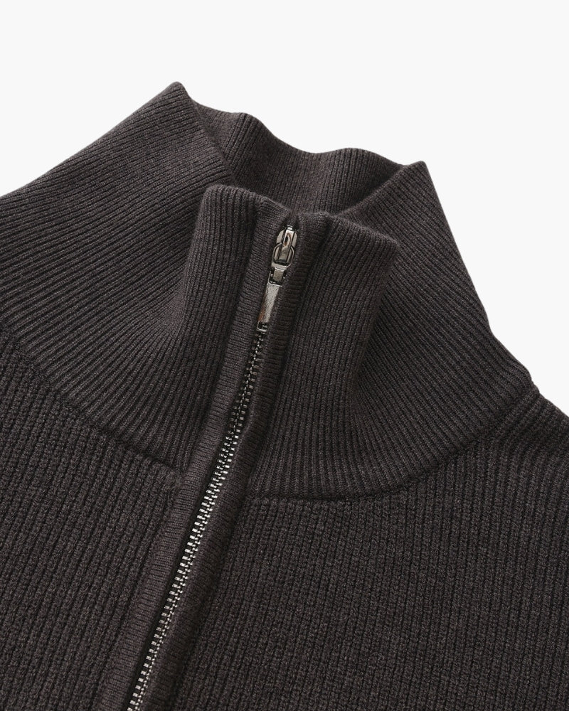 Refined Halb-Reissverschluss Strick Pullover - Veldorm