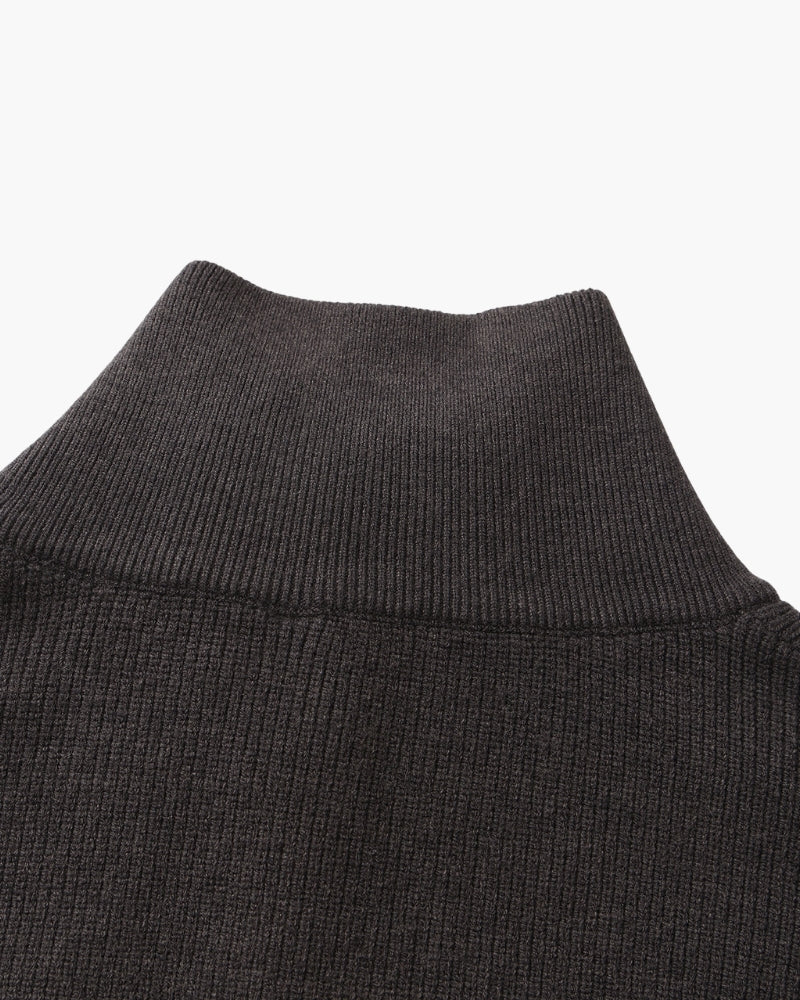 Refined Halb-Reissverschluss Strick Pullover - Veldorm