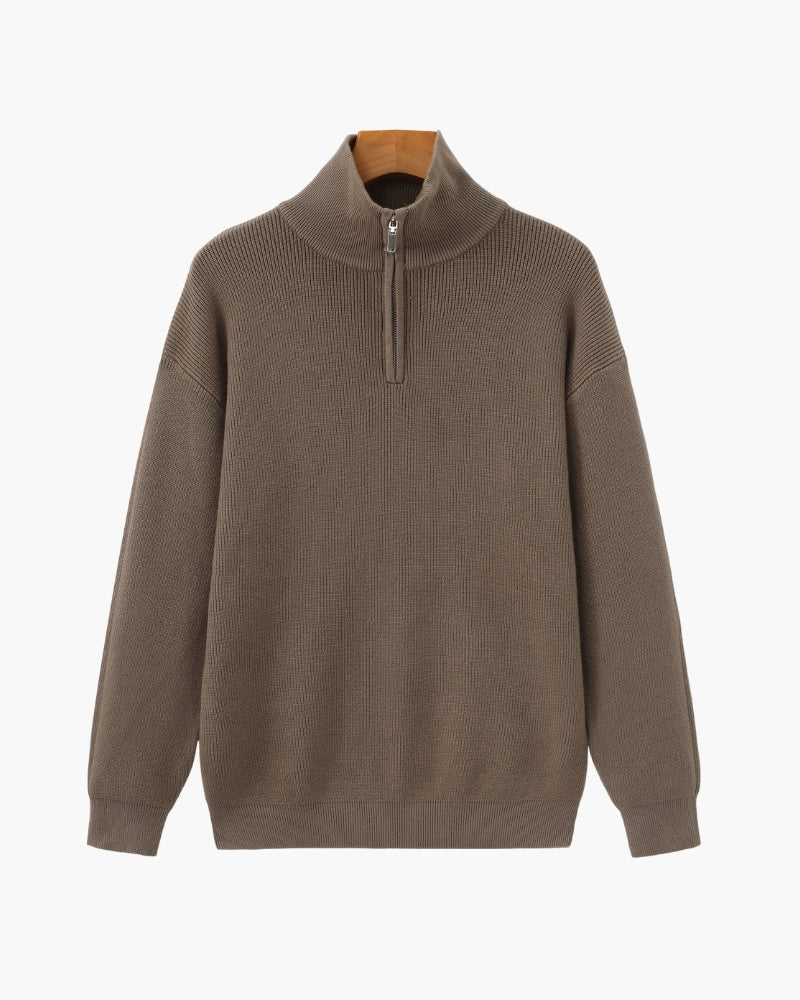 Refined Halb-Reissverschluss Strick Pullover - Veldorm
