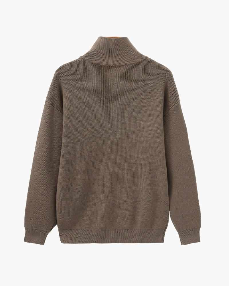 Refined Halb-Reissverschluss Strick Pullover - Veldorm