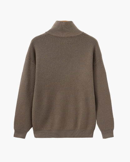 Refined Halb-Reissverschluss Strick Pullover - Veldorm