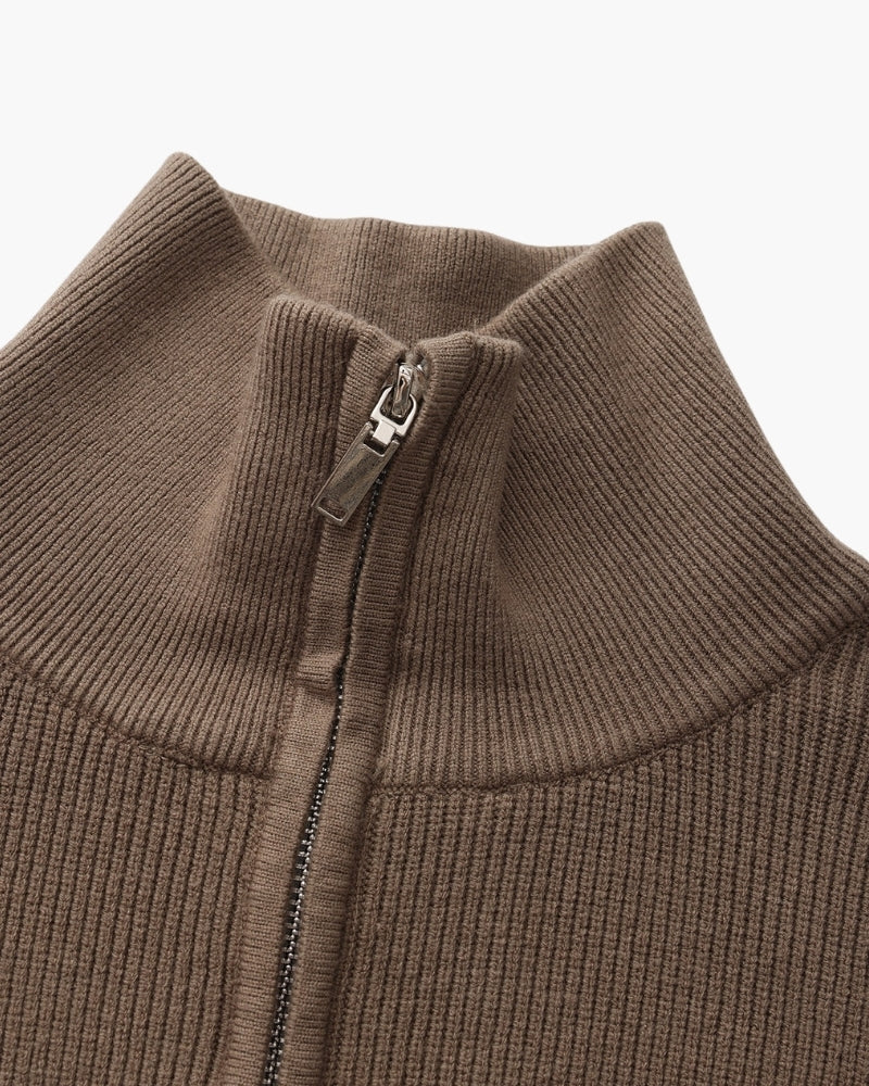 Refined Halb-Reissverschluss Strick Pullover - Veldorm