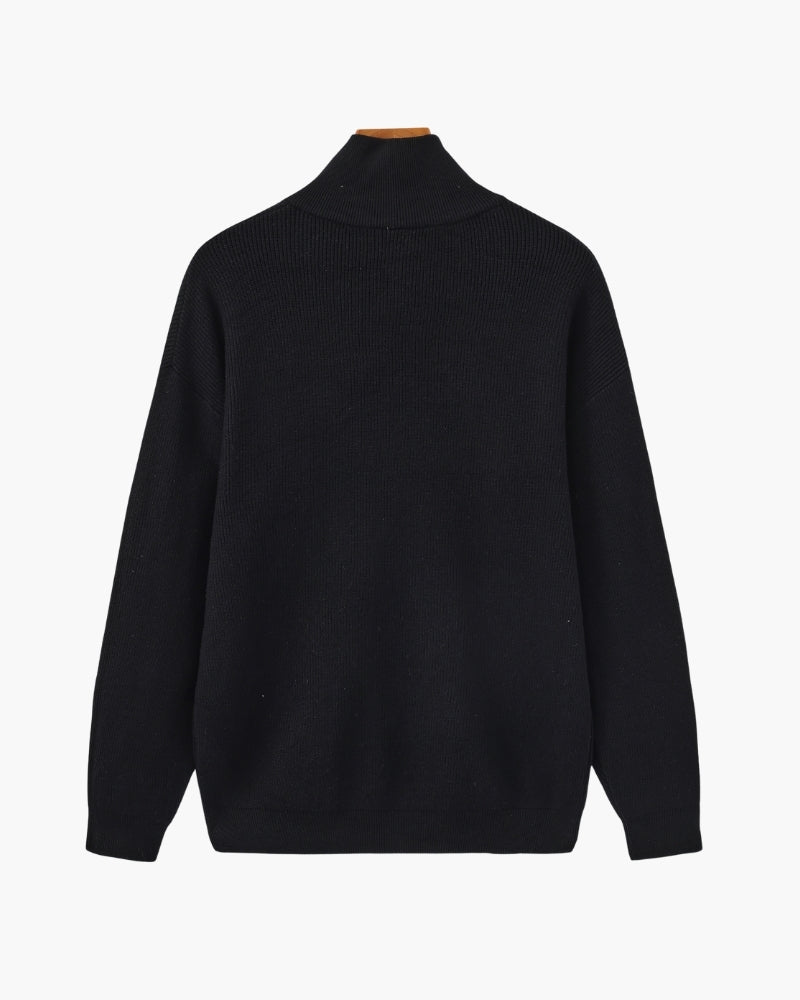 Refined Halb-Reissverschluss Strick Pullover - Veldorm