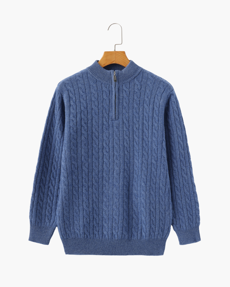 100% Kaschmir Woven Halb Reissverschluss - Veldorm