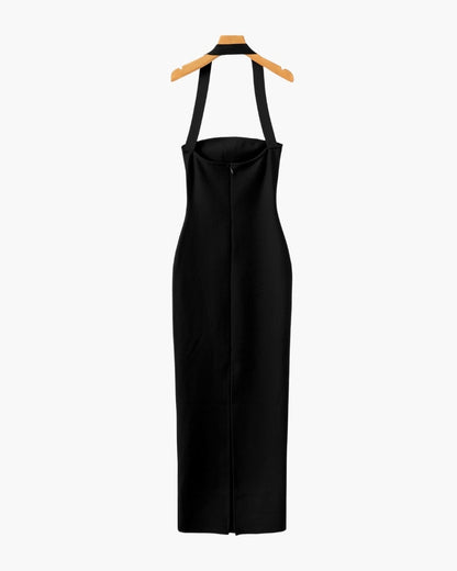 Halter Neck Schmal Passform Maxi Kleid - Veldorm