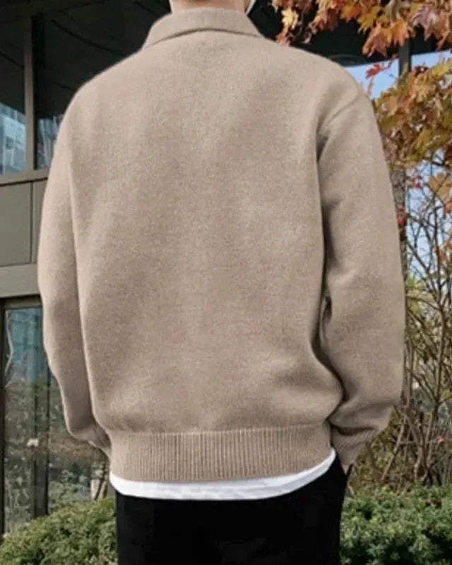 Woolen Knopf Halb Reissverschluss - Veldorm
