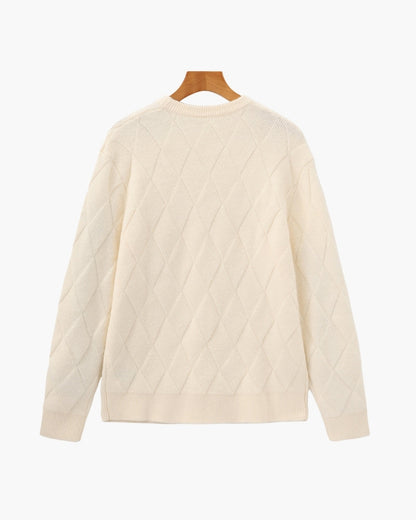 Diamond Strick Rundhals Pullover - Veldorm