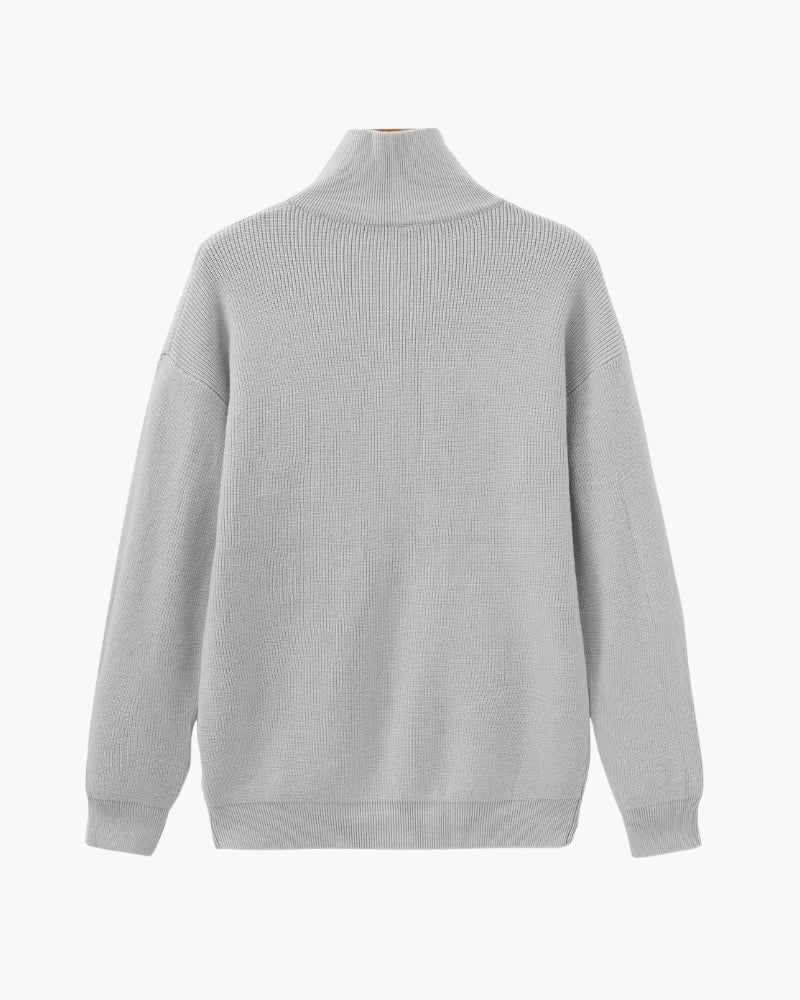 Refined Halb-Reissverschluss Strick Pullover - Veldorm
