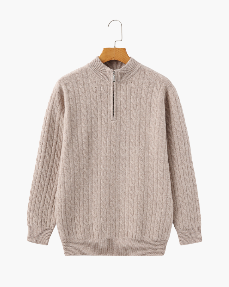 100% Kaschmir Woven Halb Reissverschluss - Veldorm