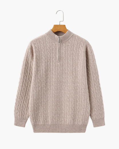100% Kaschmir Woven Halb Reissverschluss - Veldorm