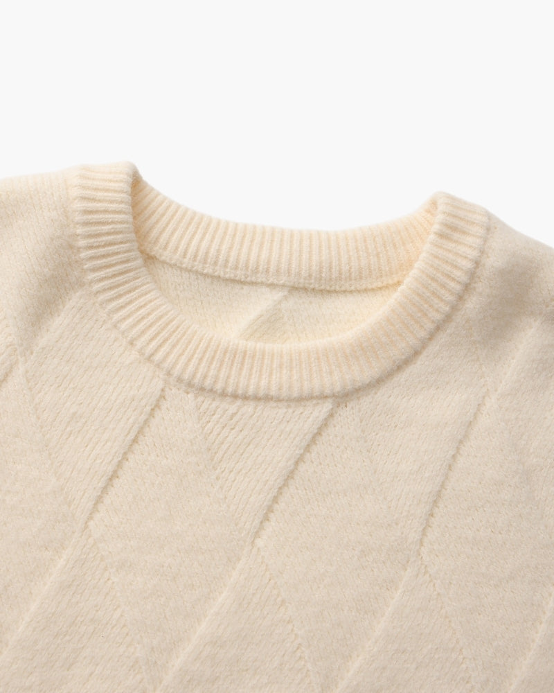 Diamond Strick Rundhals Pullover - Veldorm