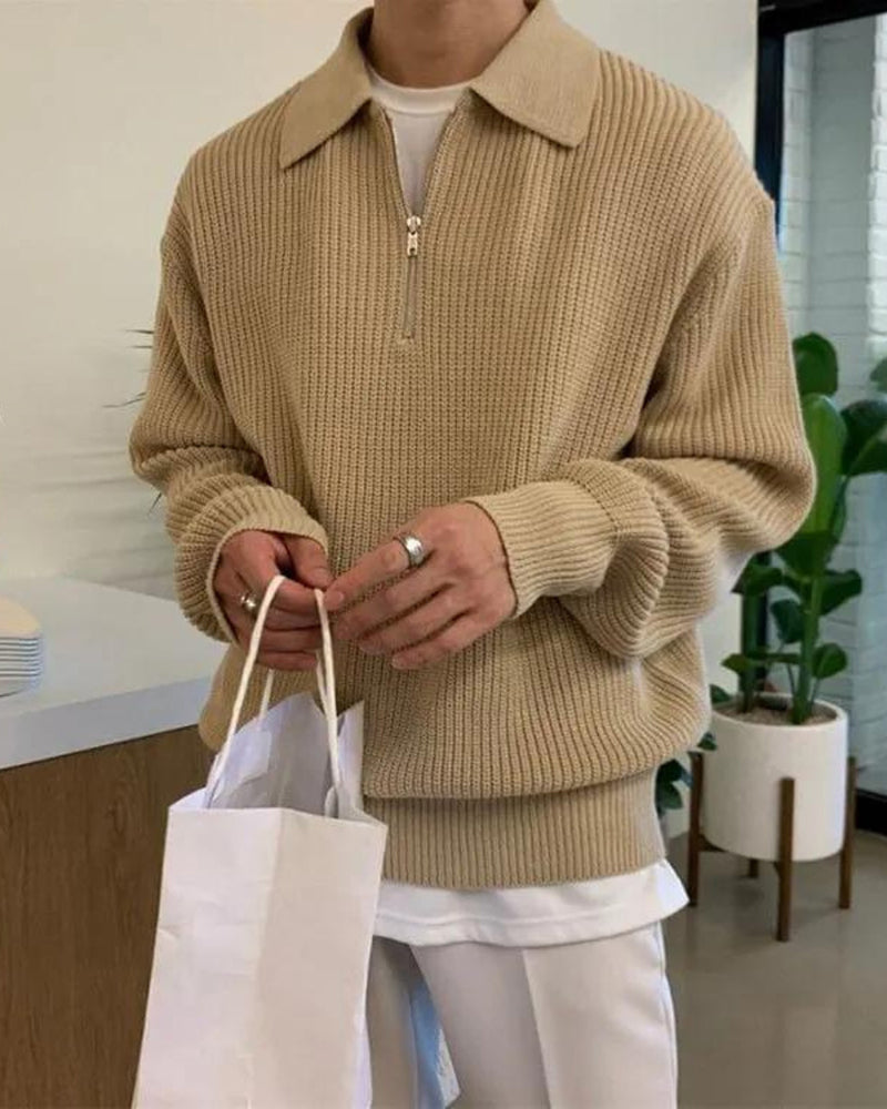 Cesare Halb Reissverschluss Pullover - Veldorm