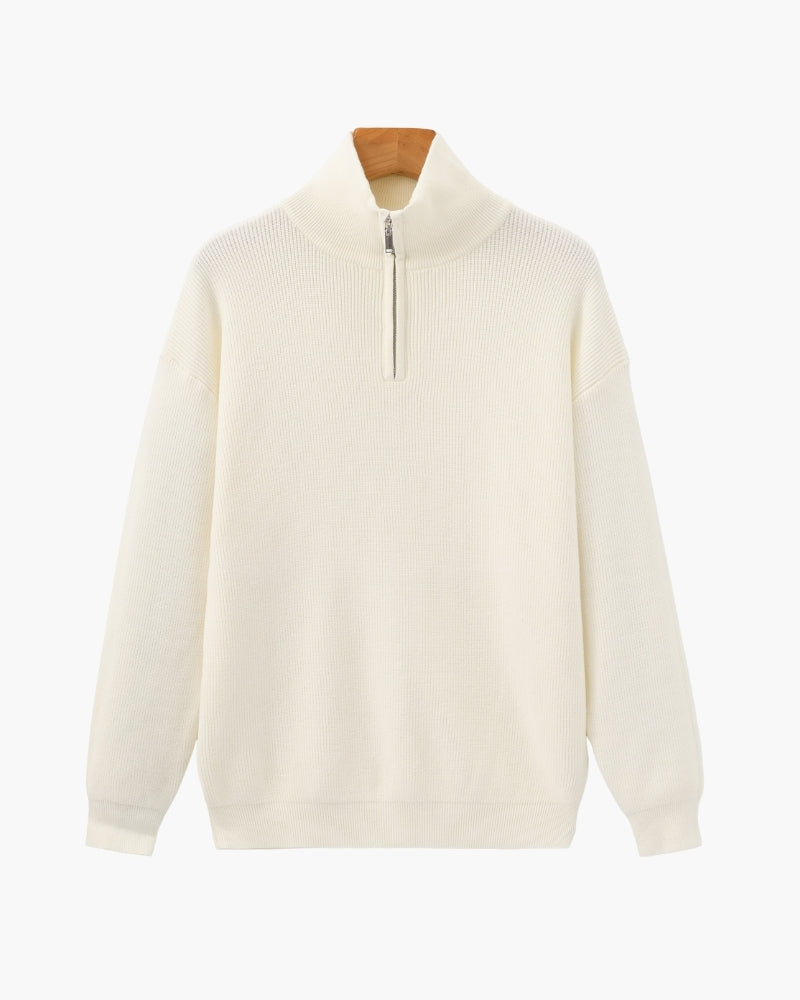 Refined Halb-Reissverschluss Strick Pullover - Veldorm