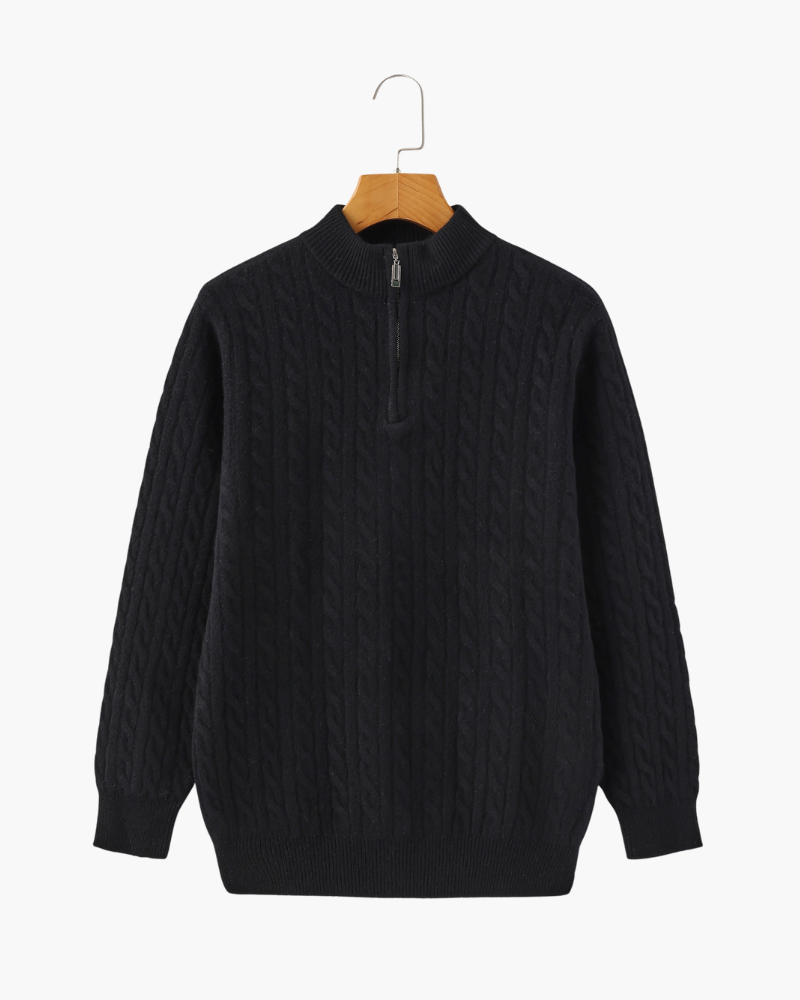 100% Kaschmir Woven Halb Reissverschluss - Veldorm