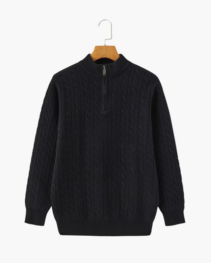 100% Kaschmir Woven Halb Reissverschluss - Veldorm