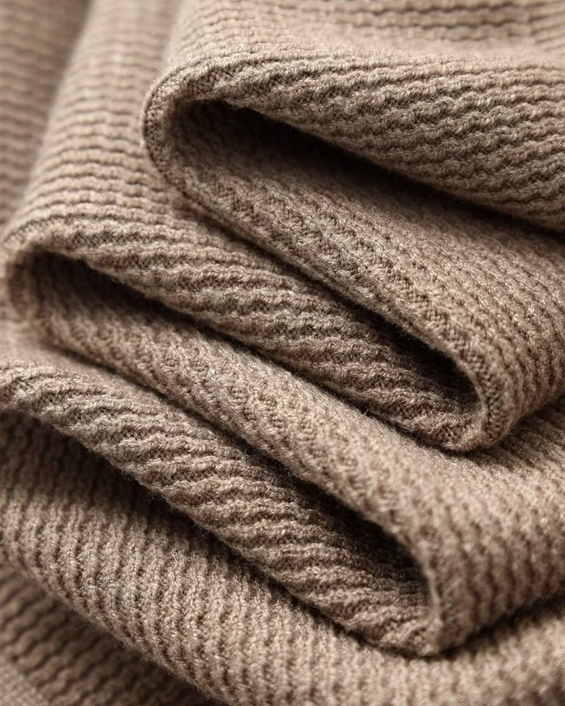 Strukturiert Strick Polo Pullover - Veldorm