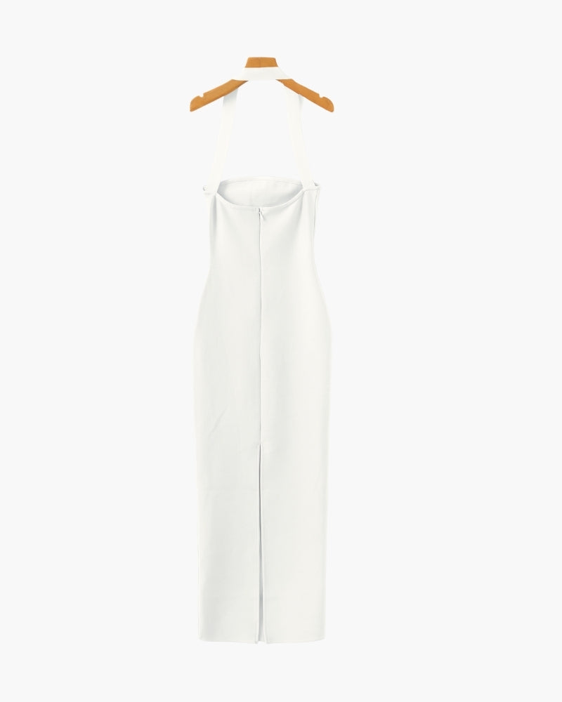 Halter Neck Schmal Passform Maxi Kleid - Veldorm
