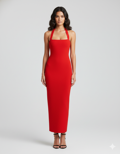 Halter Neck Schmal Passform Maxi Kleid - Veldorm